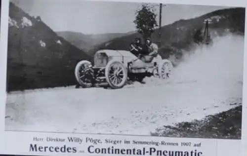 Semmering Rennen 1907 Mercedes-Benz Continental Pneumatic Originalpostkarte (0358)