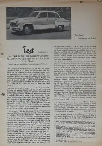 Wartburg Limousine de Luxe Modellprogramm 1959 Automobilprospekt (0364)