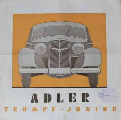 Adler Trumpf Junior Modellprogramm 1936 Automobilprospekt (0635)
