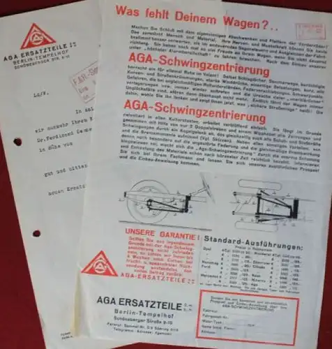 AGA Automobile Modellprogram 1931 "Was fehlt Deinem Wagen?" Automobilprospekt (0637)