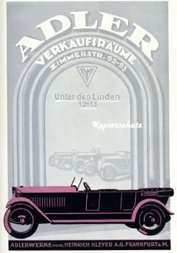 Adler Werke Werbe-Plakat "Verkaufsräume" 1924 (0463)