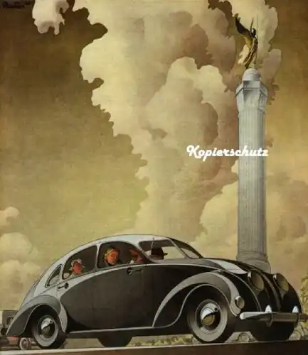 Adler Werke Werbe-Plakat Reuters Motiv Stromlinie vor Siegessäule 1938 (0467)
