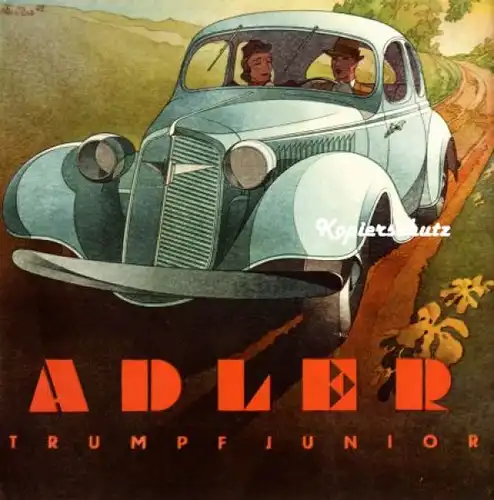 Adler Werke Werbe-Plakat Trumpf Junior Reutes-Motiv 1938 (0470)