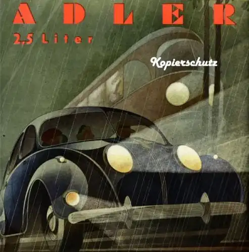 Adler Werke 2,5 Liter Werbe-Plakat Reuters-Motiv 1939 (0473)