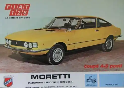 Moretti Fiat 128 Coupe Modellprogramm 1969 Automobilprospekt (0721)