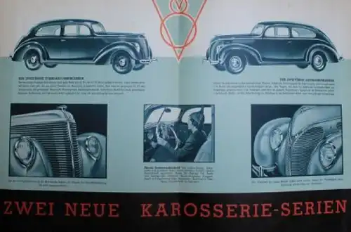 Ford V8 Modellprogramm 1938 "Zwei neue Ford V8 Wagen" Automobilprospekt (0878)