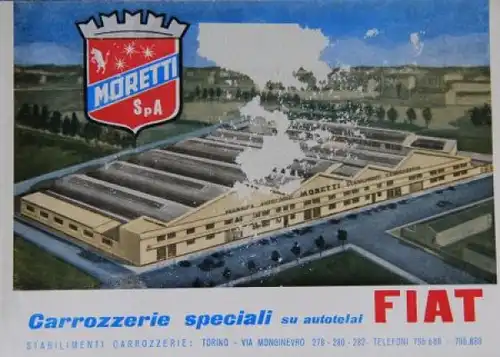 Moretti Carrozzerie Speciali Modellprogramm 1959 Automobilprospekt (0826)