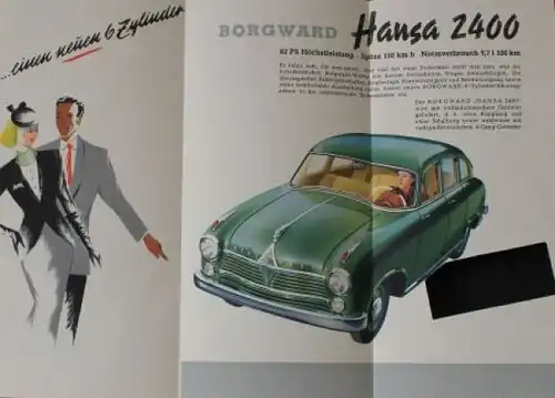 Borgward Hansa 2400 Modellprogramm 1952 "Was gibt's Neues aus Bremen?" Automobilprospekt (0831)