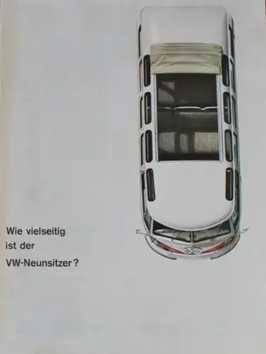 Volkswagen T1 Transporter Modellprogramm 1965 "Wie vielseitig ist der VW-Neunsitzer?" Automobilprospekt (1381)