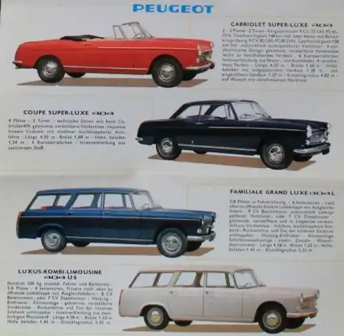 Peugeot Modellprogramm 1963 Automobilprospekt (0929)