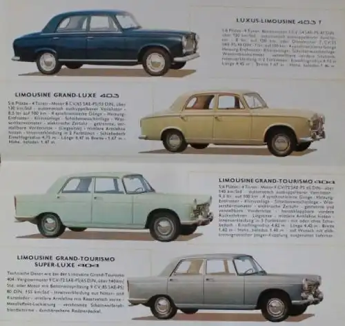 Peugeot Modellprogramm 1963 Automobilprospekt (0929)