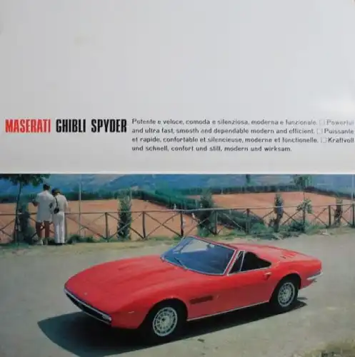 Maserati Ghibli Spyder Modellprogramm 1969 Automobilprospekt (0979)