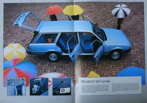 Peugeot 505 Familiale Break Modellprogramm 1982 Automobilprospekt (0990)