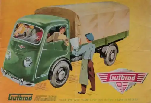 Gutbrod Atlas 800 Modellprogramm 1950 Automobilprospekt (3727)