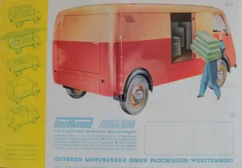 Gutbrod Atlas 800 Modellprogramm 1950 Automobilprospekt (3727)