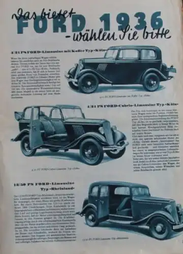 Ford 1936 "10 Jahre in Deutschland" Automobilprospekt (3684)