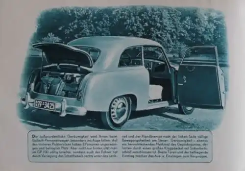 Goliath Modellprogramm 1952 Automobilprospekt (3695)