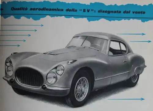 Fiat 8V 2 Posti 8 Zylinder Modellprogramm 1953 Automobilprospekt (3693)