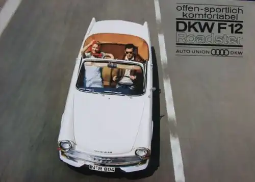 DKW F12 Roadster Sportive Modellprogramm 1964 Automobilprospekt (3718)