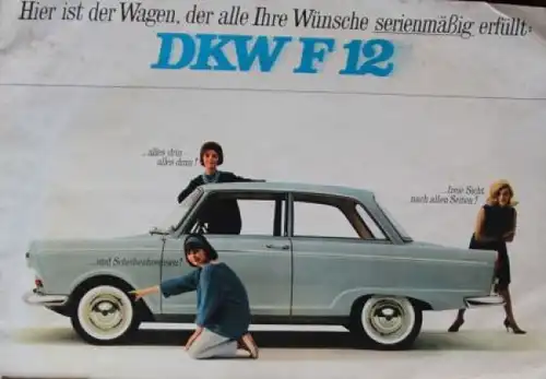 DKW F12 Modellprogramm 1965 "Der Wagen der alle Wünsche erfüllt" Automobilprospekt (3715)