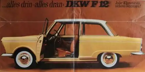 DKW F 12 Modellprogramm 1965 "Der Wagen der alle Wünsche erfüllt" Automobilprospekt (3715)