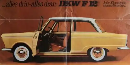 DKW F12 Modellprogramm 1965 "Der Wagen der alle Wünsche erfüllt" Automobilprospekt (3715)