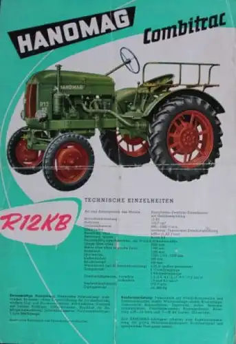 Hanomag Combitrac R12KB Modellprogramm 1955 Traktorprospekt (3704)