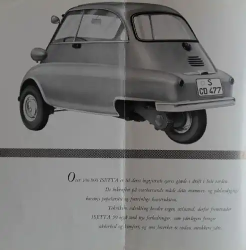 BMW Isetta Dreirad Spezial Modellprogramm 1959 Automobilprospekt (3592)