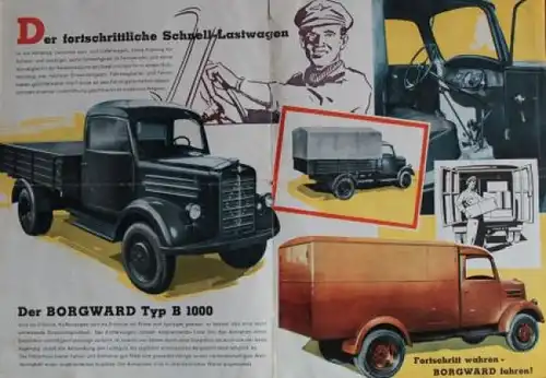 Borgward B 1000 Modellprogramm 1949  "...einen nach dem anderen" Lastwagenprospekt (3724)