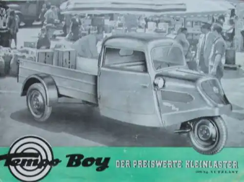Tempo Boy Modellprogramm 1951 "Der preiswerte Kleinlaster" Lastwagenprospekt (3725)