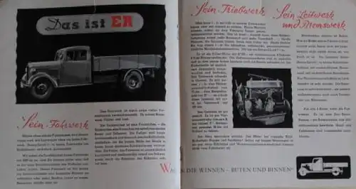 Hansa-Lloyd 1 to. Diesel Modellprogramm 1937 Lastwagenprospekt (3745)