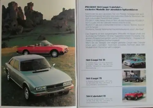 Peugeot 504 Coupe Cabriolet Modellprogramm 1980 Automobilprospekt (3732)