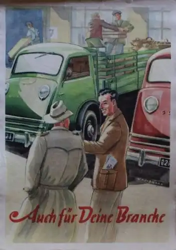 Goliath Lieferwagen 1950 "Auch für Deine Branche" Borgward-Werbeplakat (4340)