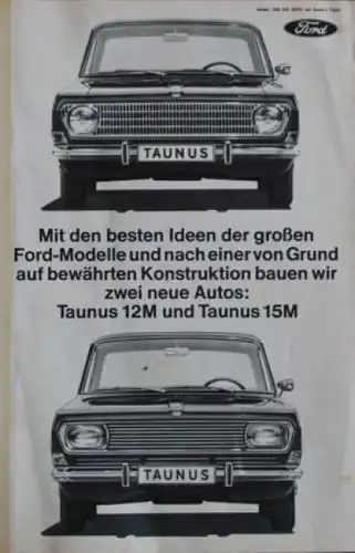 Ford Taunus 12 M Modellprogramm 1966 Automobilprospekt (4409)