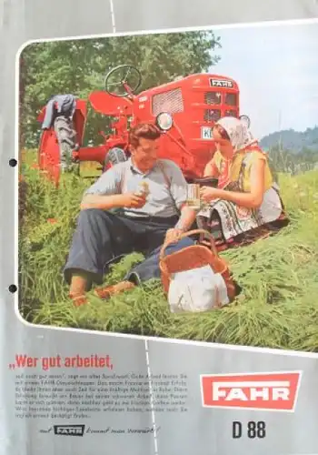 Fahr D 88 Modellprogramm 1957 "Wer gut arbeitet..." Traktorprospekt (4326)