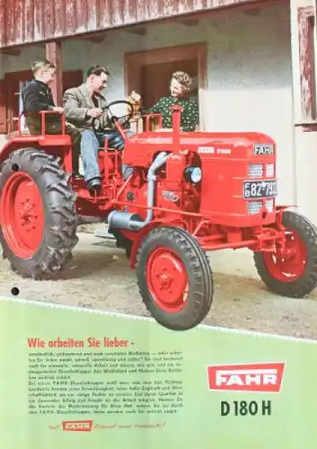 Fahr D 180 H Modellprogramm 1954 "Wie arbeiten Sie lieber" Traktorprospekt (4335)