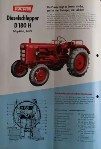 Fahr D 180 H Modellprogramm 1954 "Wie arbeiten Sie lieber" Traktorprospekt (4335)