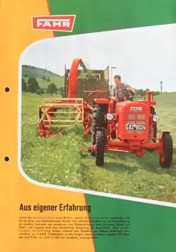 Fahr Modellprogramm 1957 "Aus eigener Erfahrung" Traktorprospekt (2851)