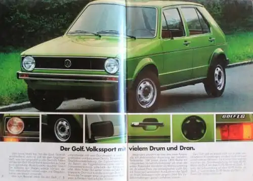 Volkswagen Golf Modellprogramm 1976 Automobilprospekt (2831)