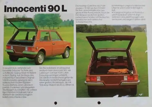 Innocenti 90 L Modellprogramm 1979 Automobilprospekt (4875)