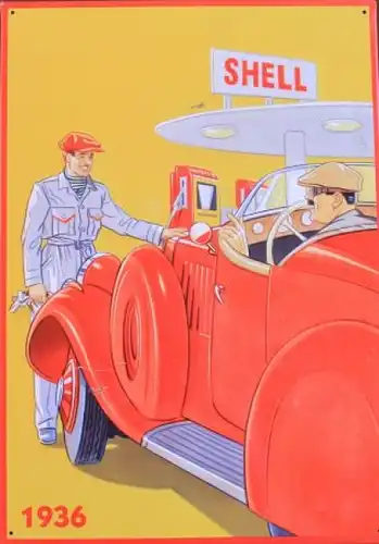 Shell Blechschild 1936 "Höher, schneller, weiter" limitierte Edition (4523)