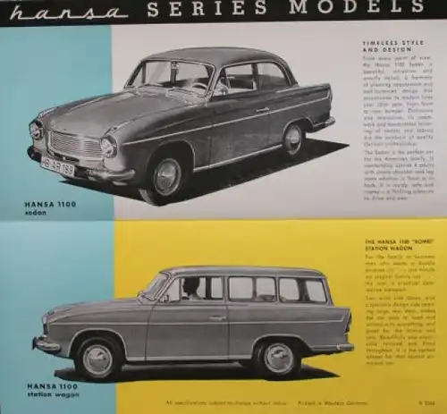 Goliath Hansa Modellprogramm 1956 Automobilprospekt (7196)