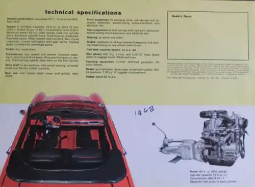 Fiat 1200 Spider Modellprogramm 1963 Automobilprospekt (2233)