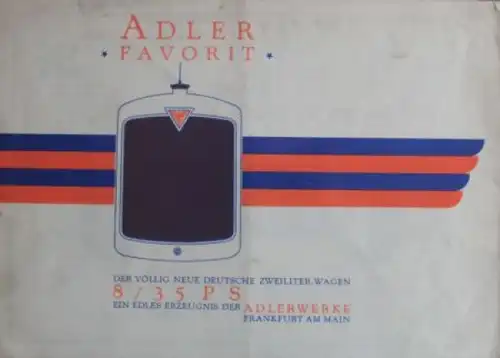 Adler Favorit 8/35 PS Modellprogramm 1929 Automobilprospekt (2238)