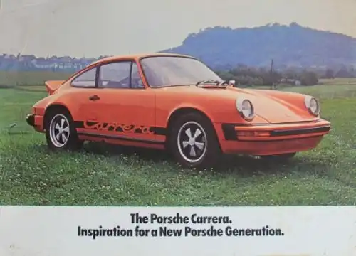 Porsche 911 Carrera Modellprogramm 1974 "Inspiration for a new Generation" Automobilprospekt (2553)
