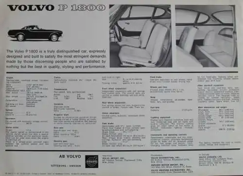Volvo P 1800 Modellprogramm 1962 Automobilprospekt (2262)