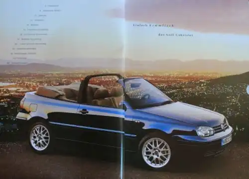 Volkswagen Golf Cabriolet Modellprogramm 1998 Automobilprospekt (7929)