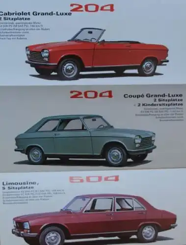 Peugeot 204 - 504 Modellprogramm 1969 Automobilprospekt (2029)
