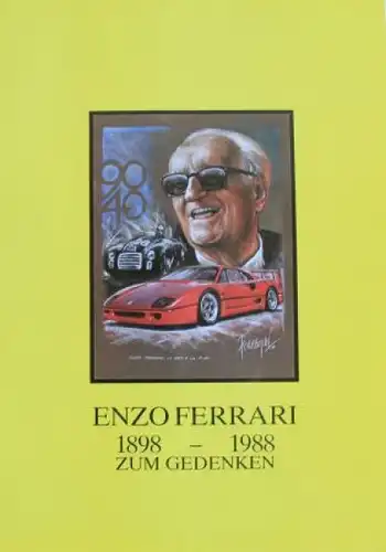 Ferrari Modellprogramm 1988 "Enzo Ferrari zum Gedenken" Automobilprospekt (2142)