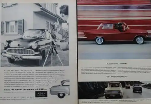 Opel Rekord Kadett 1950 sechs Werbeanzeigen (1148)